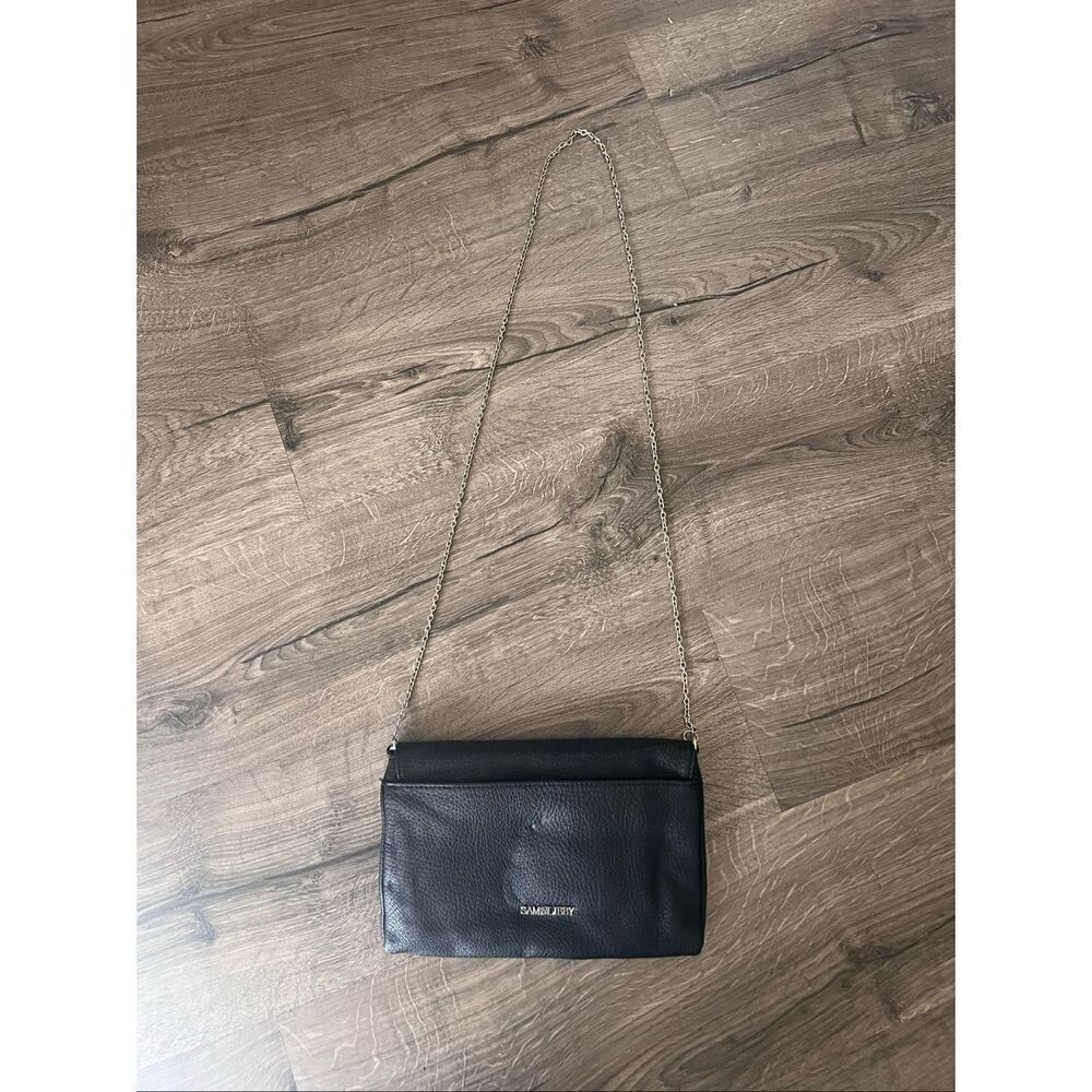 Sam And Libby Faux Leather  Black Purse With Studs And A Silver Chain.